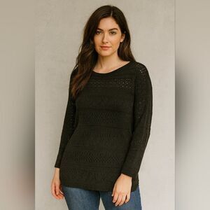 Vtg The Limited Sweater Women's S Rayon Cotton Black Open Knit Made In USA